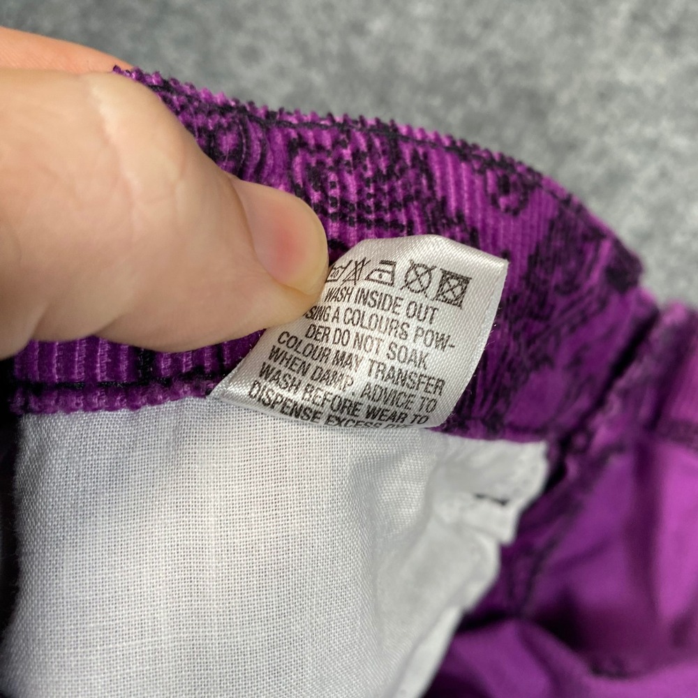 Run & Fly Purple Paisley Corduroy Flare Bell Bottom Pants Size 34L Made in UK - Picture 10 of 11